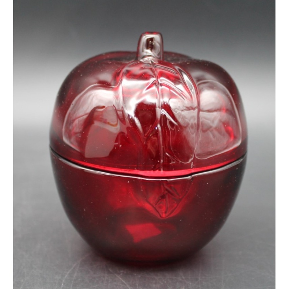 Partylite Natures Bounty Ruby Red Apple Glass Tea Light Votive Candle Holder NIB
